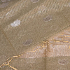 Semi Silk Cotton Green Saree with jari boarder