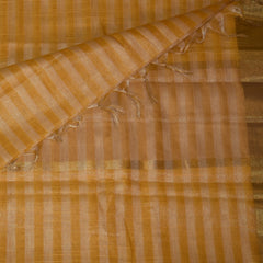 Semi Organga Silk  Yellow saree with gold jari boarder