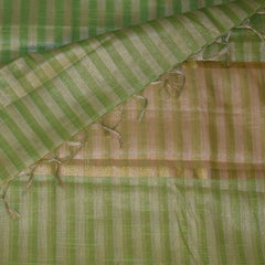 Semi Organza silk green saree with gold jari boarder