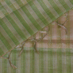 Semi Organza silk green saree with gold jari boarder