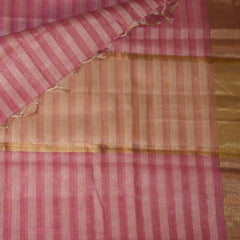 Semi  Organza Silk pink saree with gold jari boarder