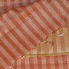 Semi Organza peach saree with gold jari boarder