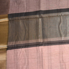 Jute silk pink saree with jari boarder