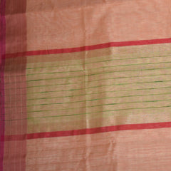 Silk cotton peach saree with jari boarder