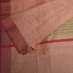 Silk cotton peach saree with jari boarder