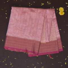Silk cotton pink saree with jari boarder