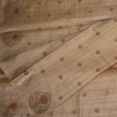 Semi Silk Cotton Cream saree with jari boarder