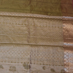 Semi Silk Cotton green saree with jari boarder