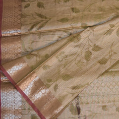 Semi Silk Cotton green saree with jari boarder