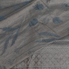 Semi Silk Cotton Ash saree with jari boarder