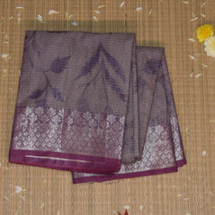 Semi Silk Cotton purple saree with jari boarder