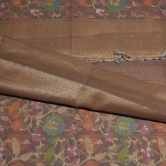 Semi Silk Cotton Ash saree with jari boarder