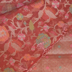 Semi Silk Cotton pink saree with jari boarder