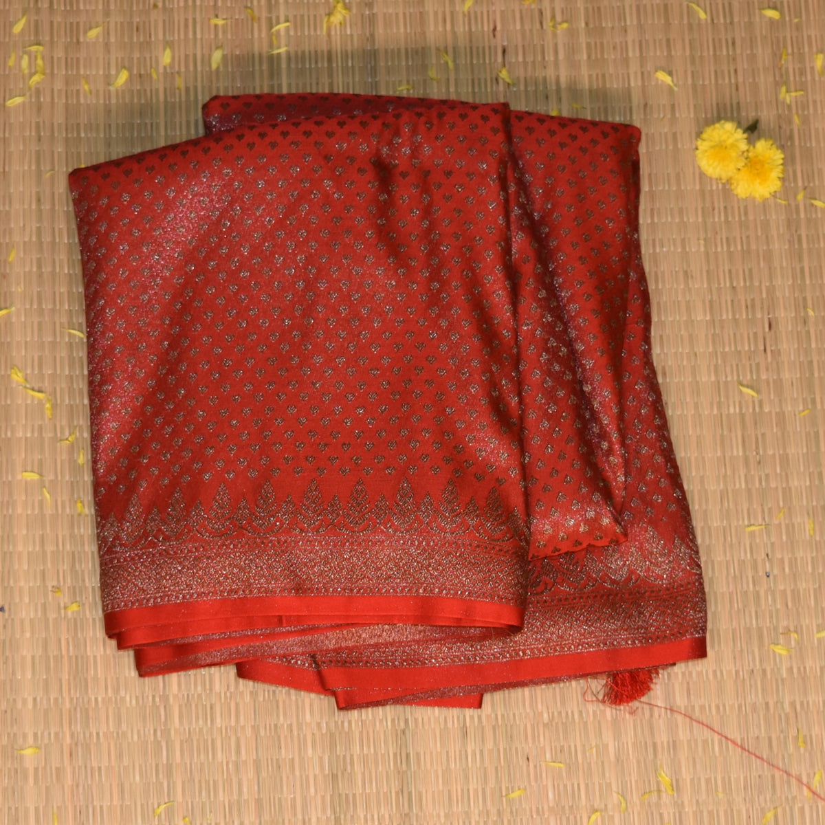 Semi Silk Red saree with jari boarder
