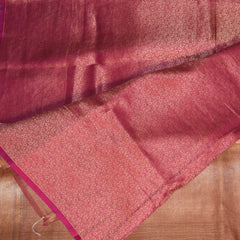 Cora tissue Maroon saree with full gold jari