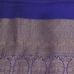 pure benarasi crepe saree navy blue saree with jari boarder