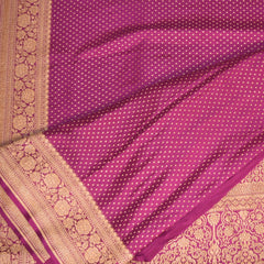 pure crepe magenta pink saree with jari boarder