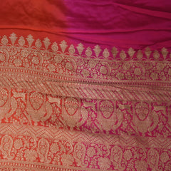 Pure silk benarasi Red and Pink saree with jari boarder