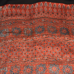 Modal silk ajrak Red saree with floral print