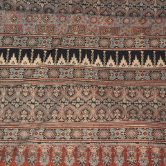 Mul Cotton Black saree with floral paint