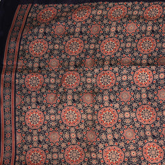 Semi Twill silk Navy blue saree with floral print