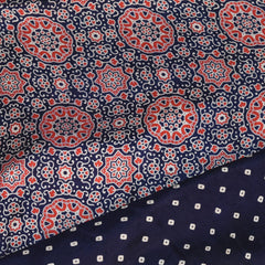 Semi Twill silk Navy blue saree with floral print
