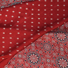 Semi Twill Silk Red saree with floral print