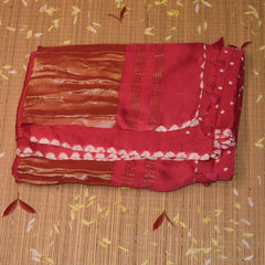 Bandini silk Ajrak Pink saree with floral print