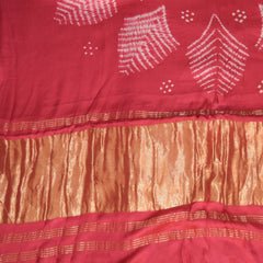 Bandini silk Ajrak Pink saree with floral print