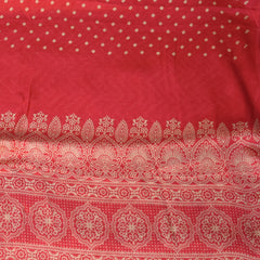 modal silk ajrak pink saree with floral print