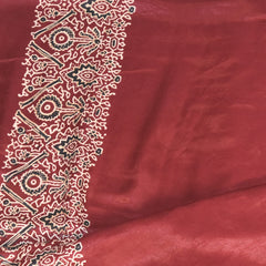 Modal silk ajrak Maroon saree with floral print
