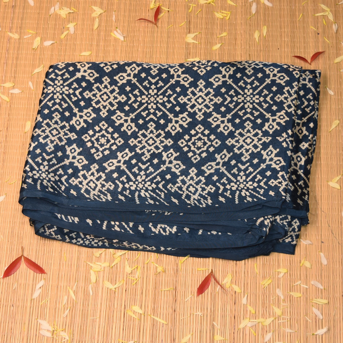 Modal semi silk Deep shape blue saree with floral print