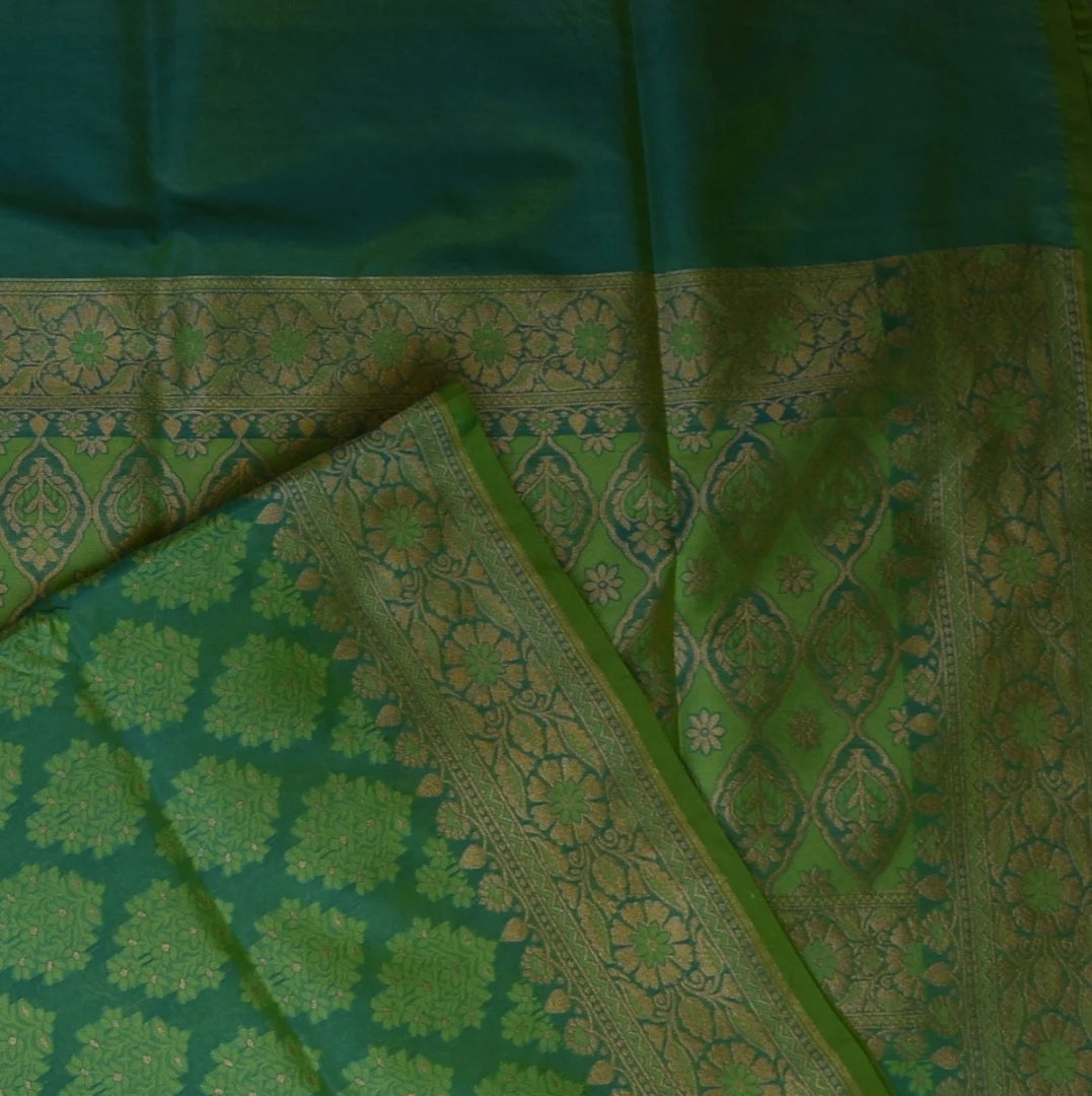 Banarasi Green Saree Jari Border Pure Silk with Blouse