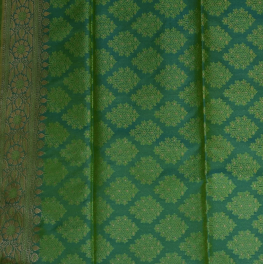 Banarasi Green Saree Jari Border Pure Silk with Blouse