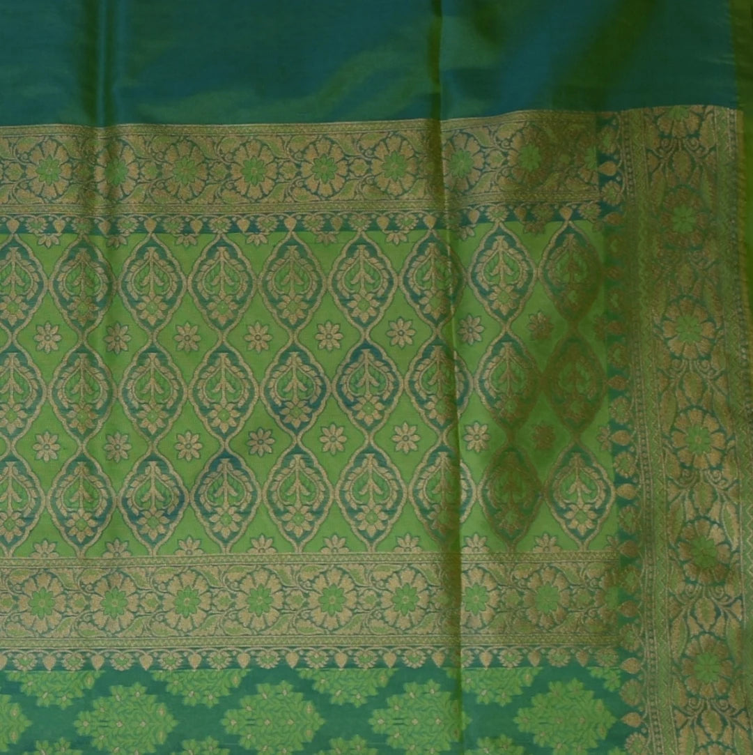 Banarasi Green Saree Jari Border Pure Silk with Blouse