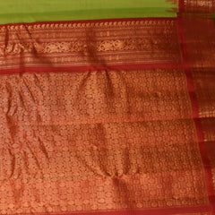 Gadwal pure silk Parrot green saree with jari boarder