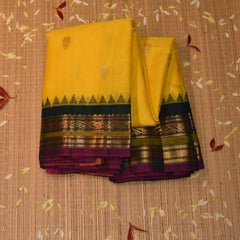 Gadwal pure silk lemon yellow saree with jari boarder