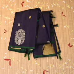 Gadwal pure silk Navy blue saree with jari boarder