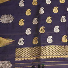 Gadwal pure silk Navy blue saree with jari boarder