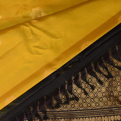 Gadwal pure silk lemon yellow saree with jari boarder