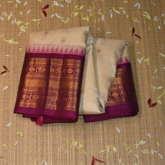 Gadwal pure silk half white saree with jari boarder
