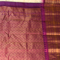 Gadwal pure silk half white saree with jari boarder