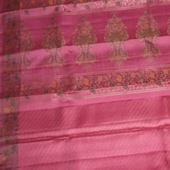 Kanchivaram Pure silk Pink saree with meenakari boarder