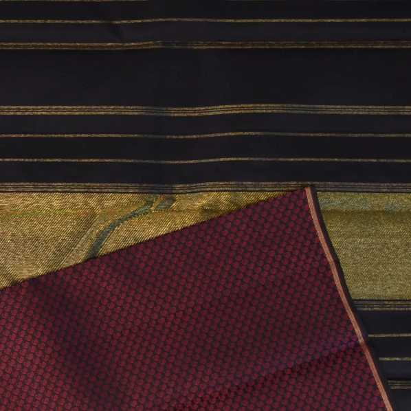 Kanchipuram Silk Deep Maroon & Dusty Rose Saree with Blouse