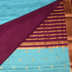Pure Mysore crepe silk Sky blue saree with jari boarder