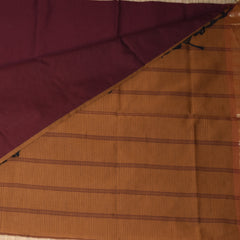 Kanchi Semi Cotton Silk Dark Maroon saree with jari boarder