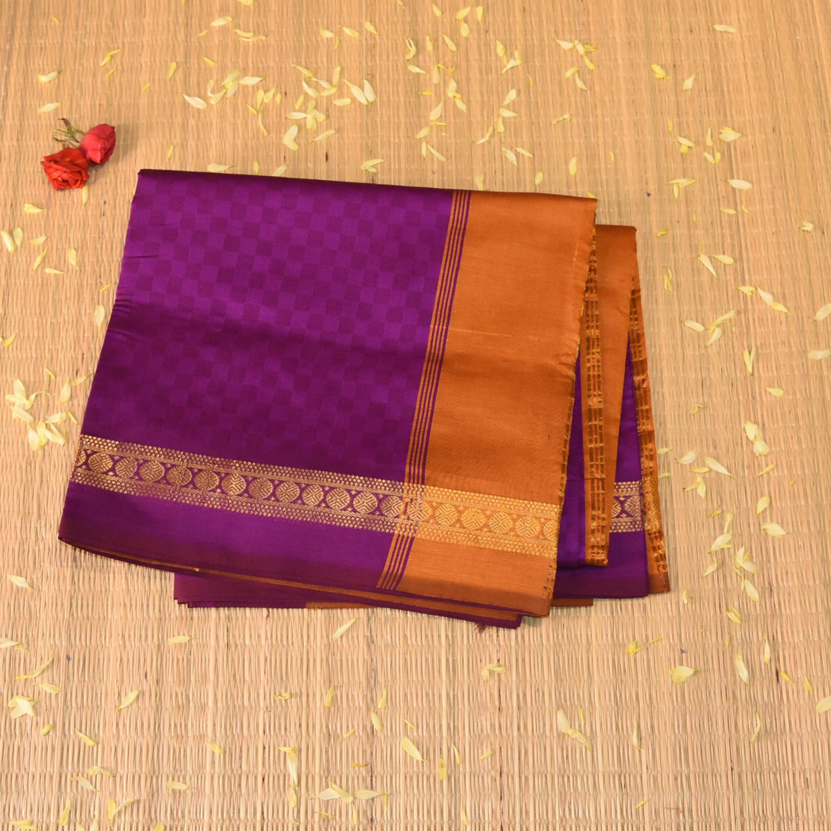 kanchi Semi Cotton Silk Brijal saree with jari boarder