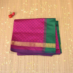kanchi Semi Cotton Silk Pink saree with jari boarder