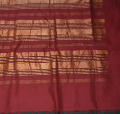Kanchi pure Silk Bottle green saree with jari motifs