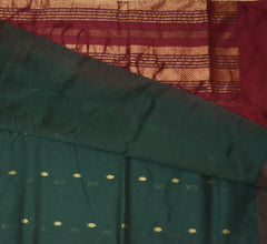 Kanchi pure Silk Bottle green saree with jari motifs